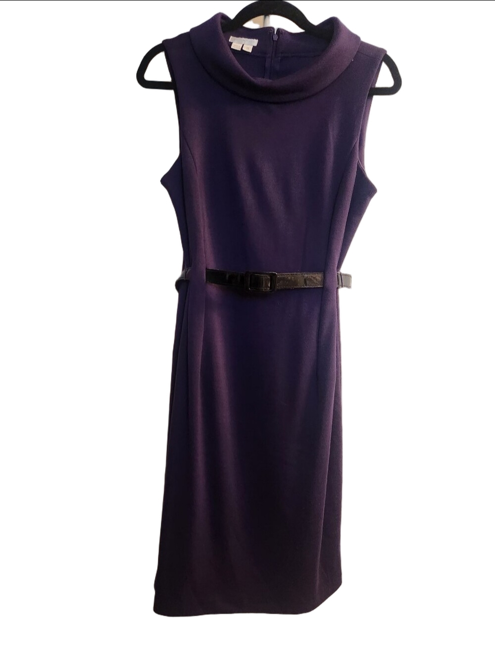 ​London Times Purple Sleeveless Cowl Neck Career Sheath Dress Size 10